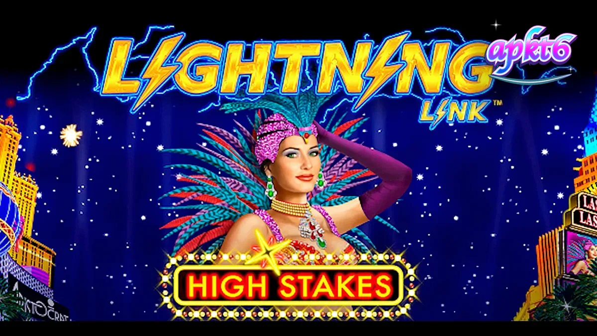Tampilan antarmuka permainan slot Lightning Link High Stakes dengan nuansa kasino mewah.